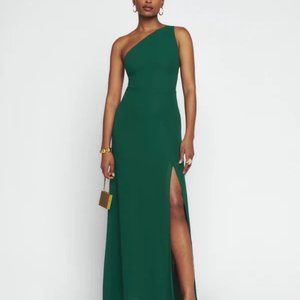 Reformation green one-shouldered gown (brand new- tags on)